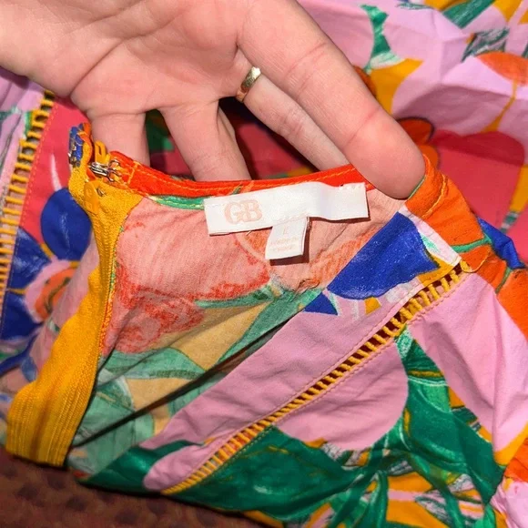 GB TROPICAL FLOWER PRINT WRAP FRONT ROMPER - Picture 2 of 5